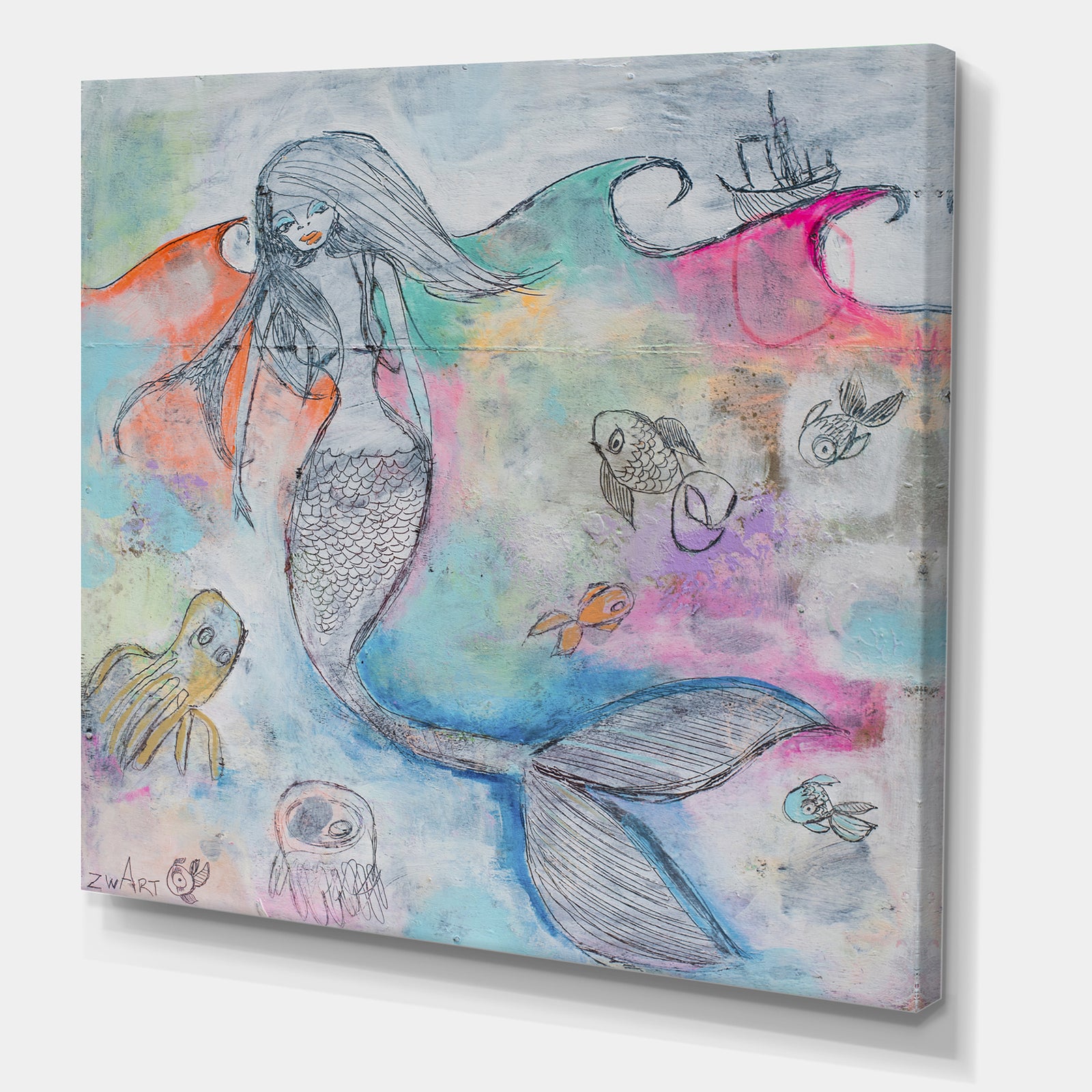 Mermaid Aura - Nautical & Coastal Gallery-wrapped Canvas