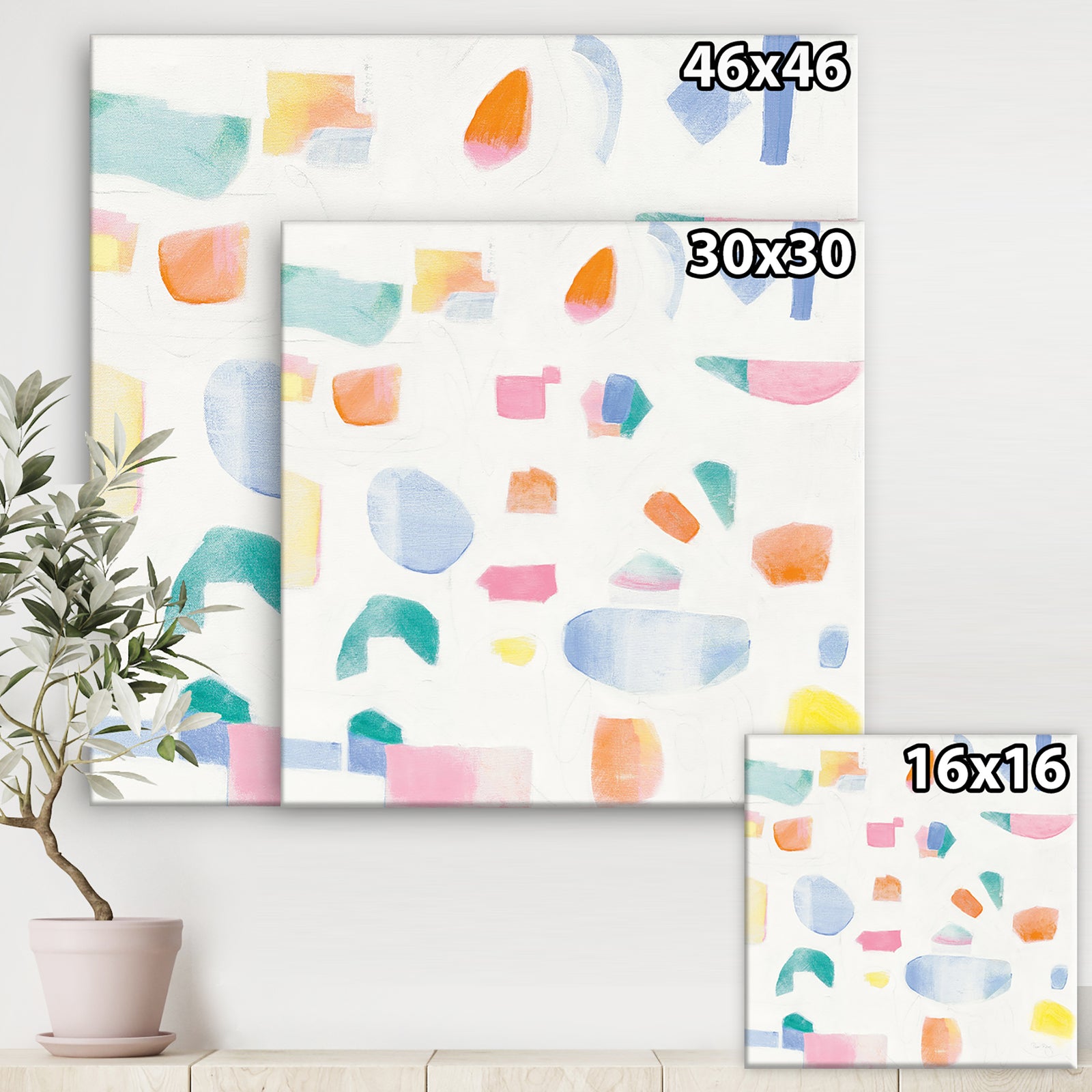 Joy Geometric Simple - Mid-Century Modern Premium Canvas Wall Art