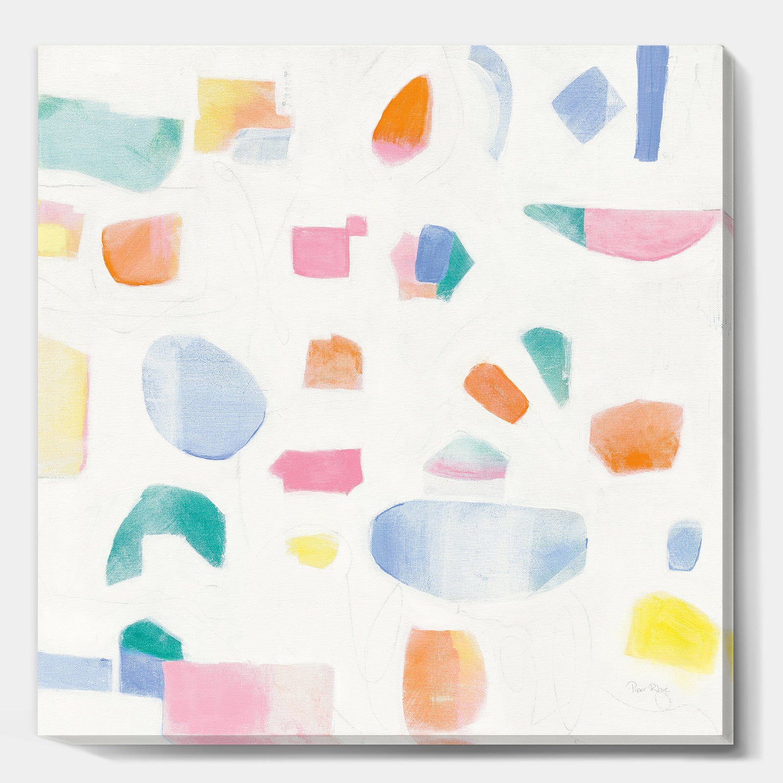 Joy Geometric Simple - Mid-Century Modern Premium Canvas Wall Art