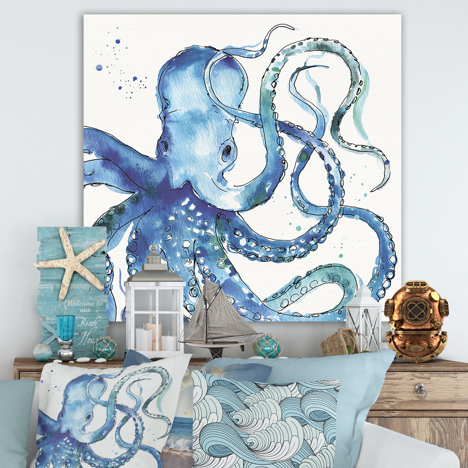 Blue Deep Sea VIII - Coastal Premium Canvas Wall Art