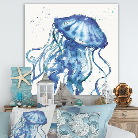Blue Deep Sea X - Coastal Gallery-wrapped Canvas