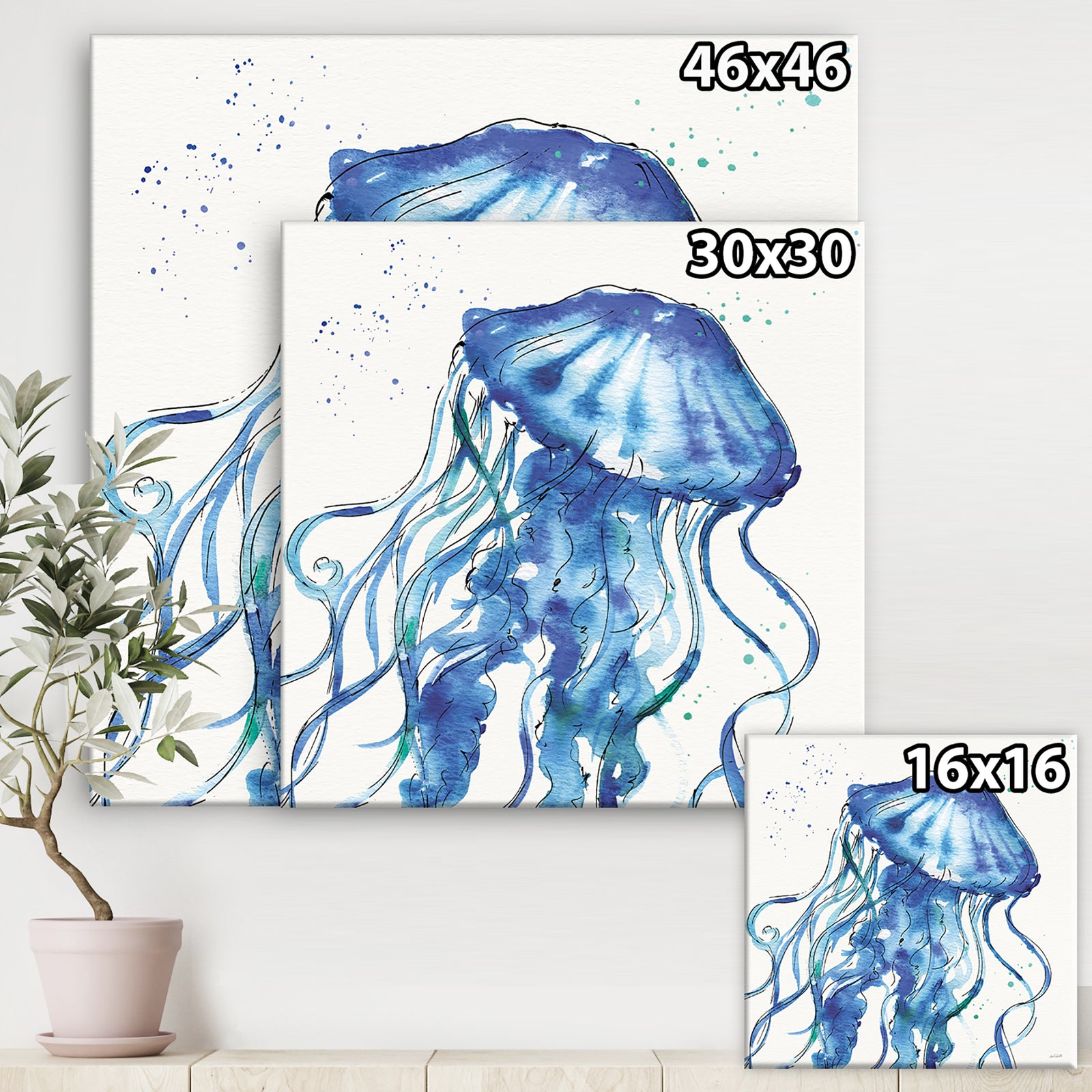Blue Deep Sea X - Coastal Gallery-wrapped Canvas