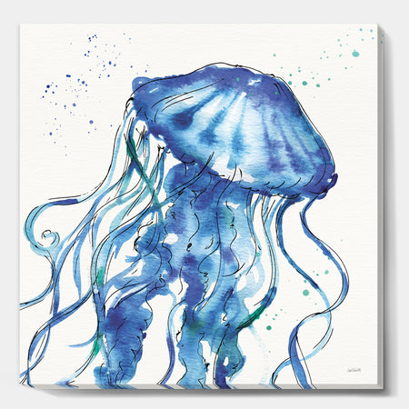 Blue Deep Sea X - Coastal Gallery-wrapped Canvas