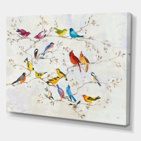 Multi-Color Bird on Tree - Modern Farmhouse Canvas Art