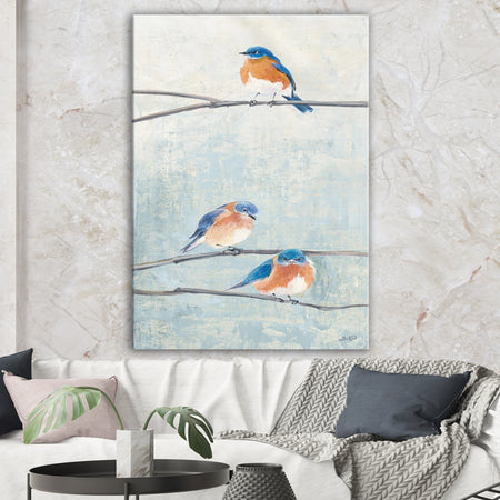 Bird Hanging on Tree II - Modern Farmhouse Premium Canvas Wall Art