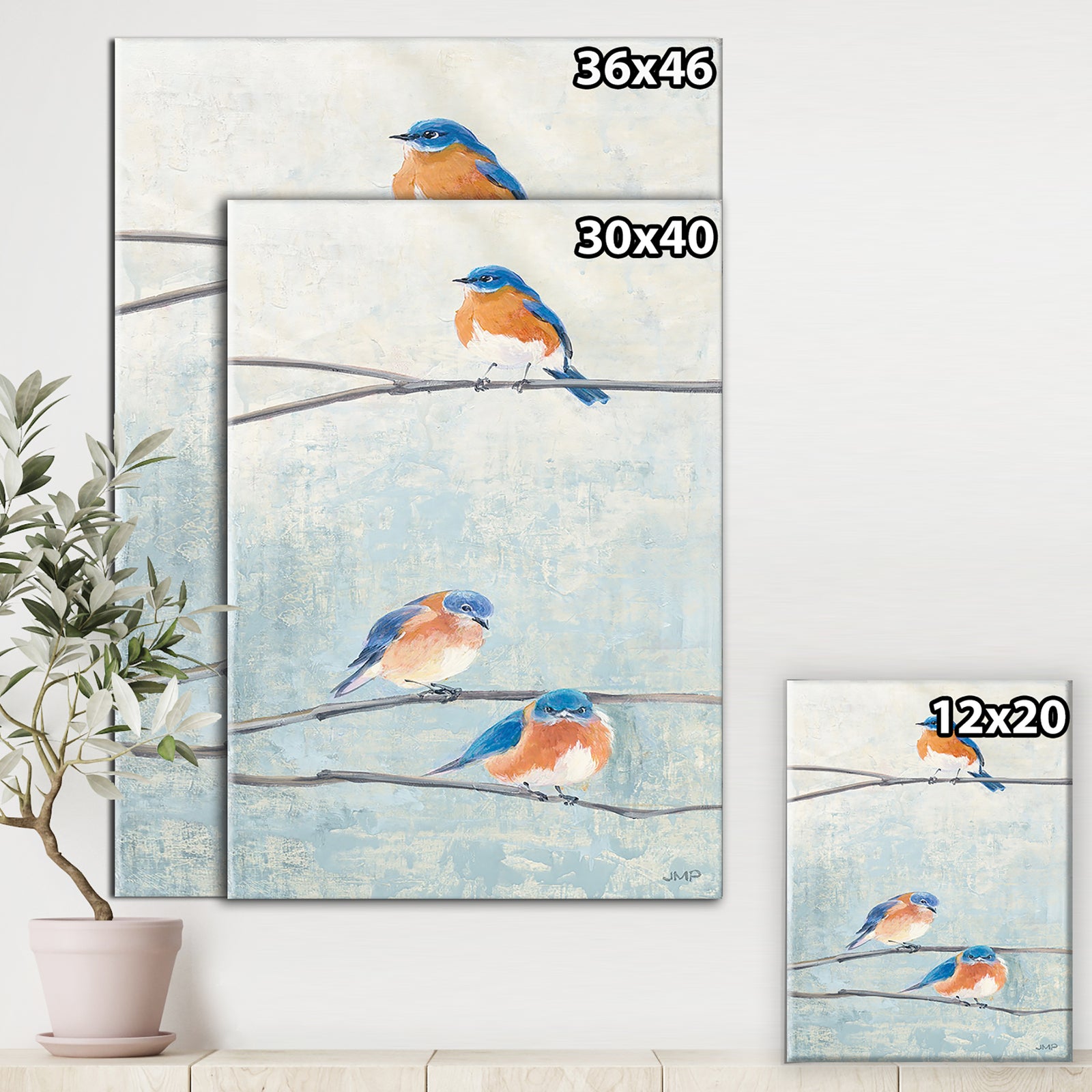 Bird Hanging on Tree II - Modern Farmhouse Premium Canvas Wall Art