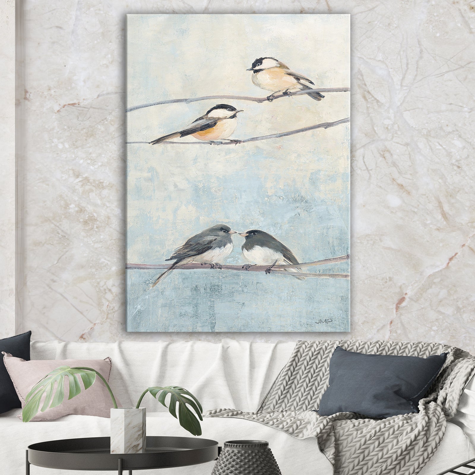 Bird Hanging on Tree I - Modern Farmhouse Gallery-wrapped Canvas
