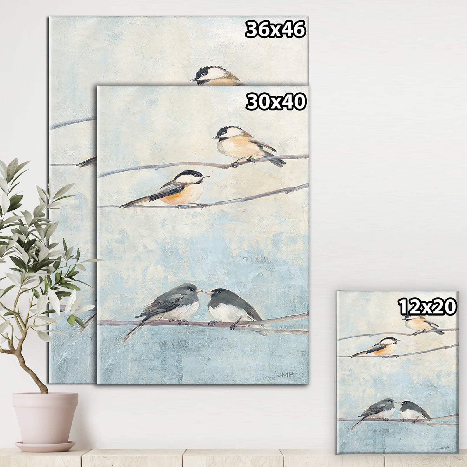 Bird Hanging on Tree I - Modern Farmhouse Gallery-wrapped Canvas