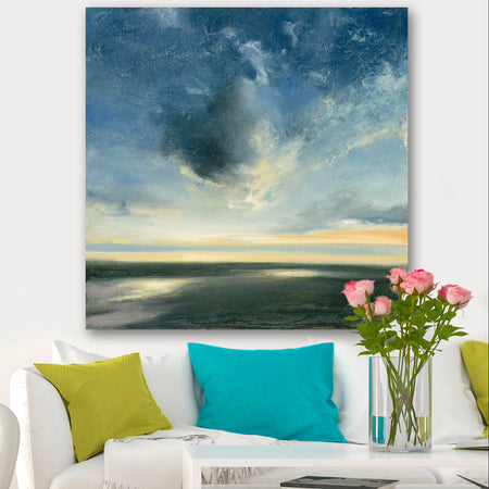 Blue Coastal Sunrise - Landscape & Nature Gallery-wrapped Canvas