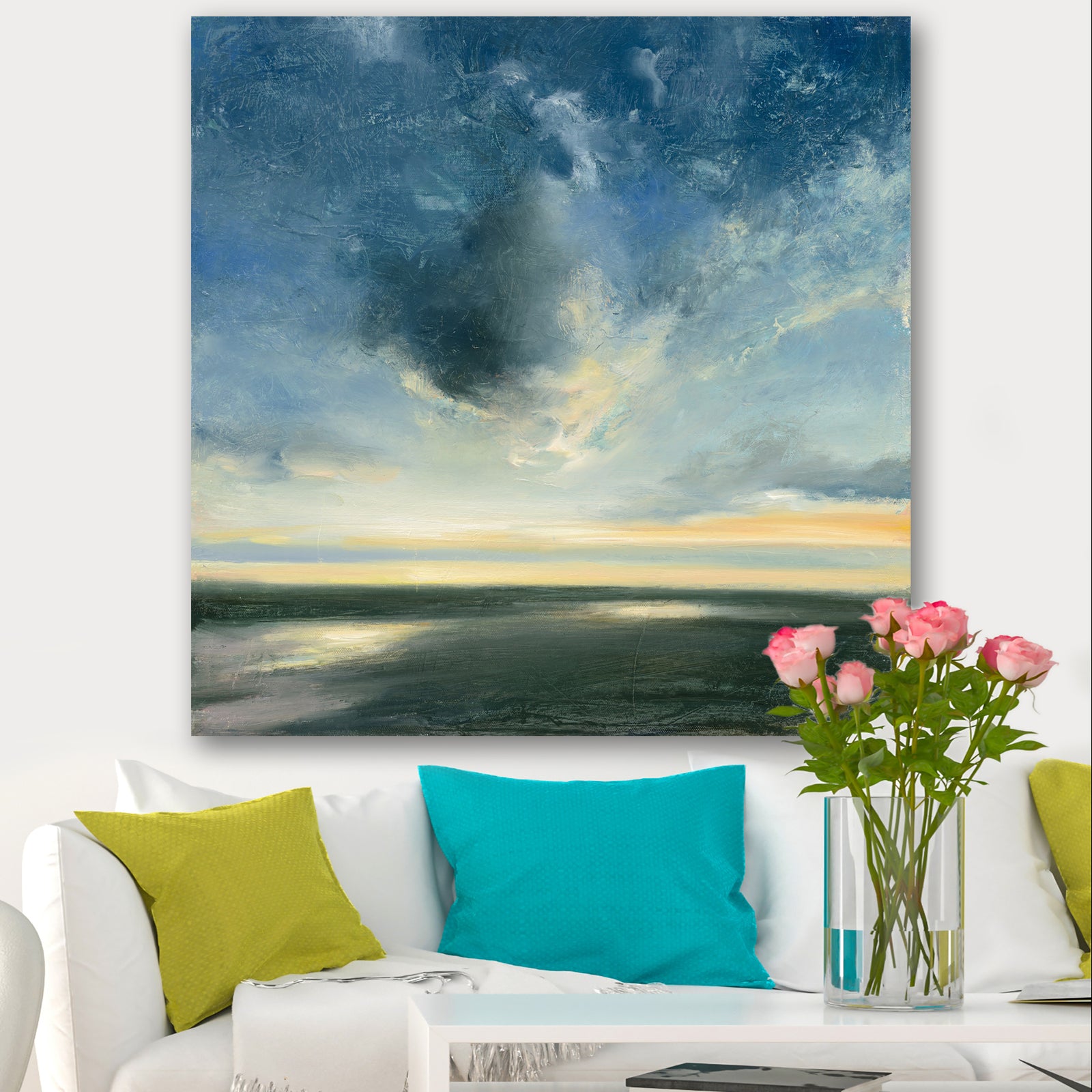 Blue Coastal Sunrise - Landscape & Nature Gallery-wrapped Canvas