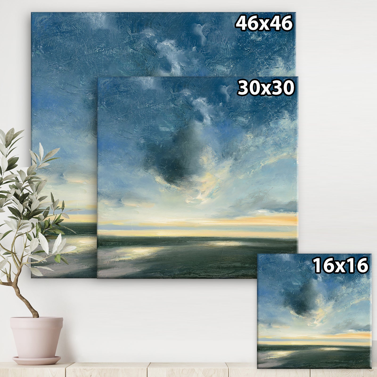 Blue Coastal Sunrise - Landscape & Nature Gallery-wrapped Canvas