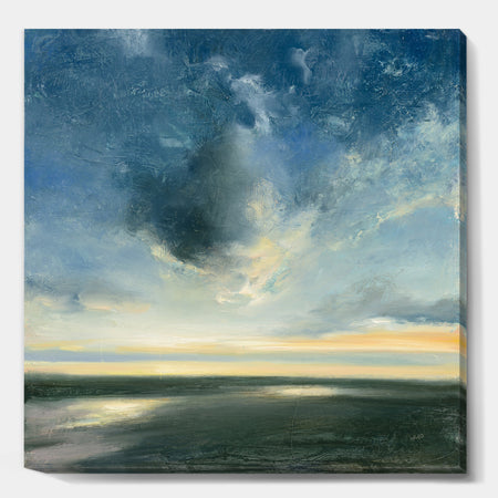 Blue Coastal Sunrise - Landscape & Nature Gallery-wrapped Canvas
