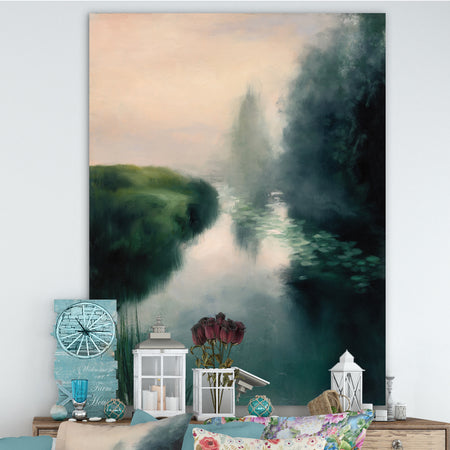 Twilight Fog Lakeshore - Landscape & Nature Canvas Art