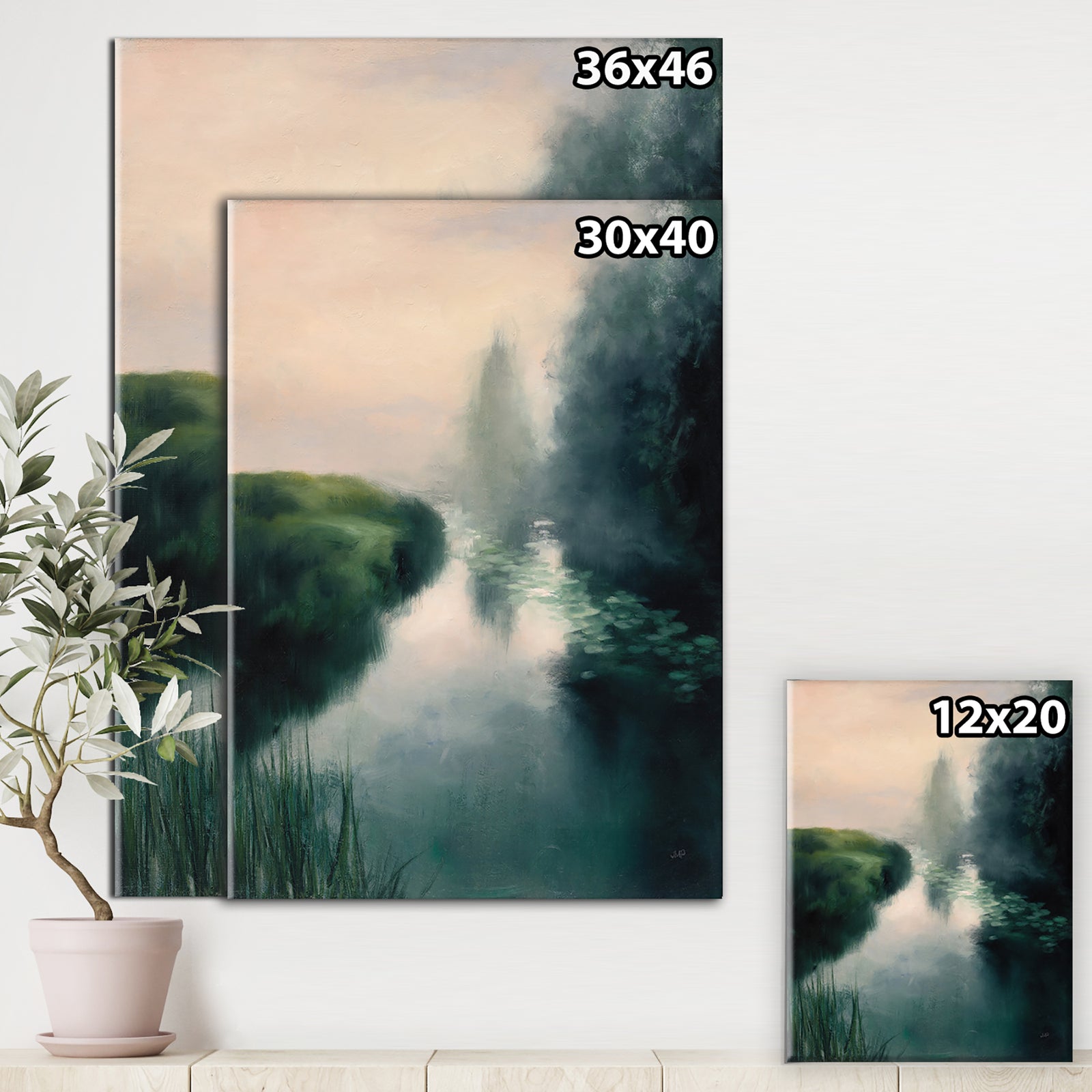 Twilight Fog Lakeshore - Landscape & Nature Canvas Art