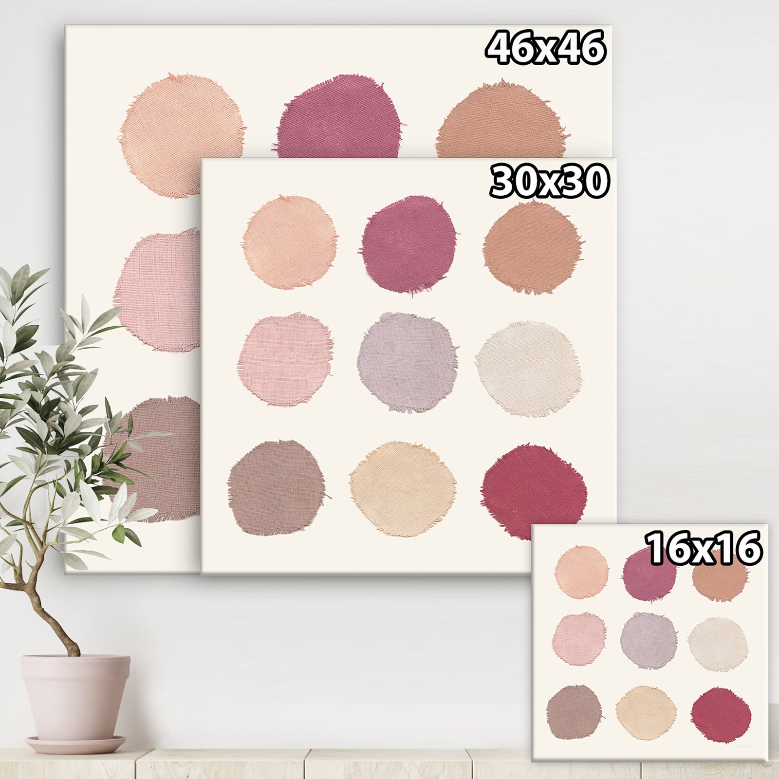 Unique Beige Circle Designs - Modern Transitional Gallery-wrapped Canvas