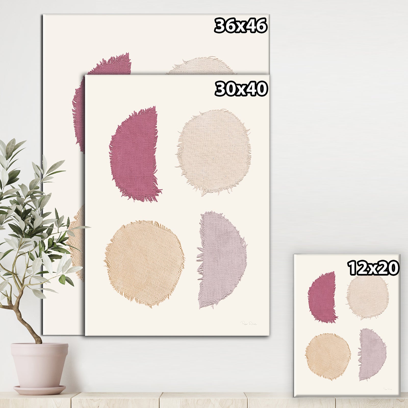 Unique Beige Circle Designs II - Modern Transitional Canvas Artwork