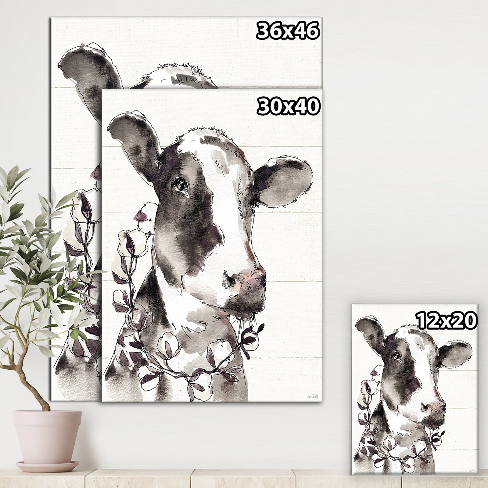 Cow Portrait Country Life - Wildlife Canvas Art