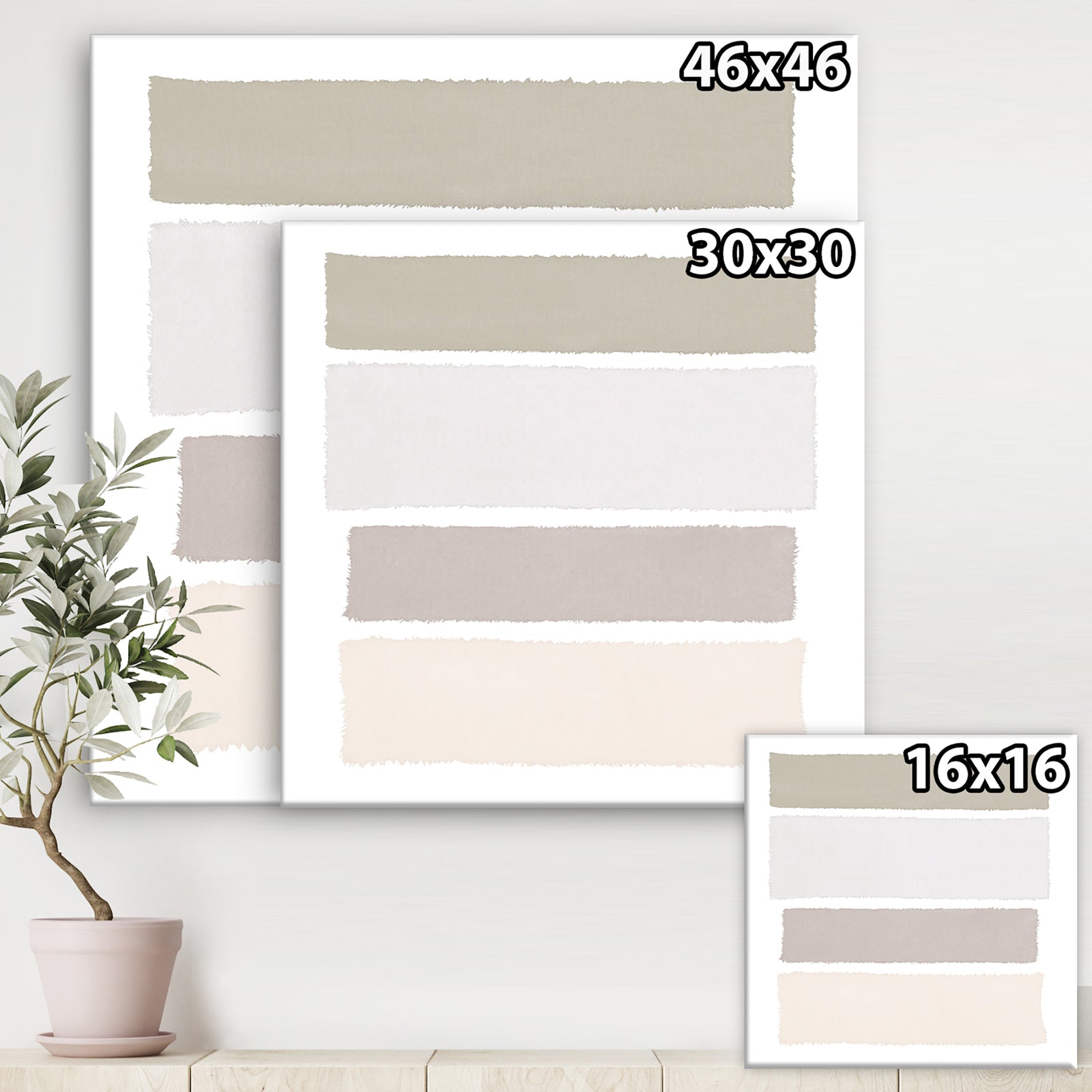 Painted Weaving I Neutral on White Sq - Modern Geometric Premium Canvas Wall Art