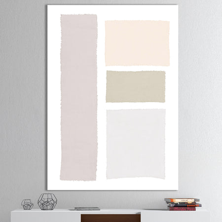 Painted Simple Form Neutral on White - Modern Geometric Gallery-wrapped Canvas