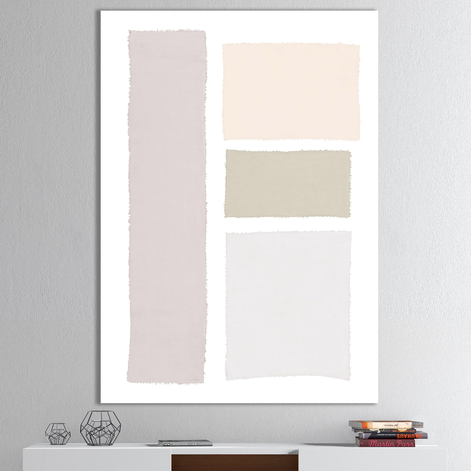Painted Simple Form Neutral on White - Modern Geometric Gallery-wrapped Canvas