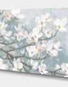 Blue on Grey Blossoms - Traditional Canvas Artwork