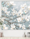 Blue on Grey Blossoms - Traditional Canvas Artwork