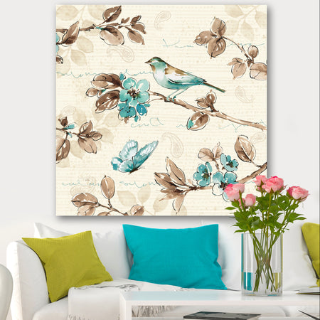 Beige Bird Wings - Cottage Premium Canvas Wall Art