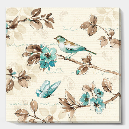 Beige Bird Wings - Cottage Premium Canvas Wall Art