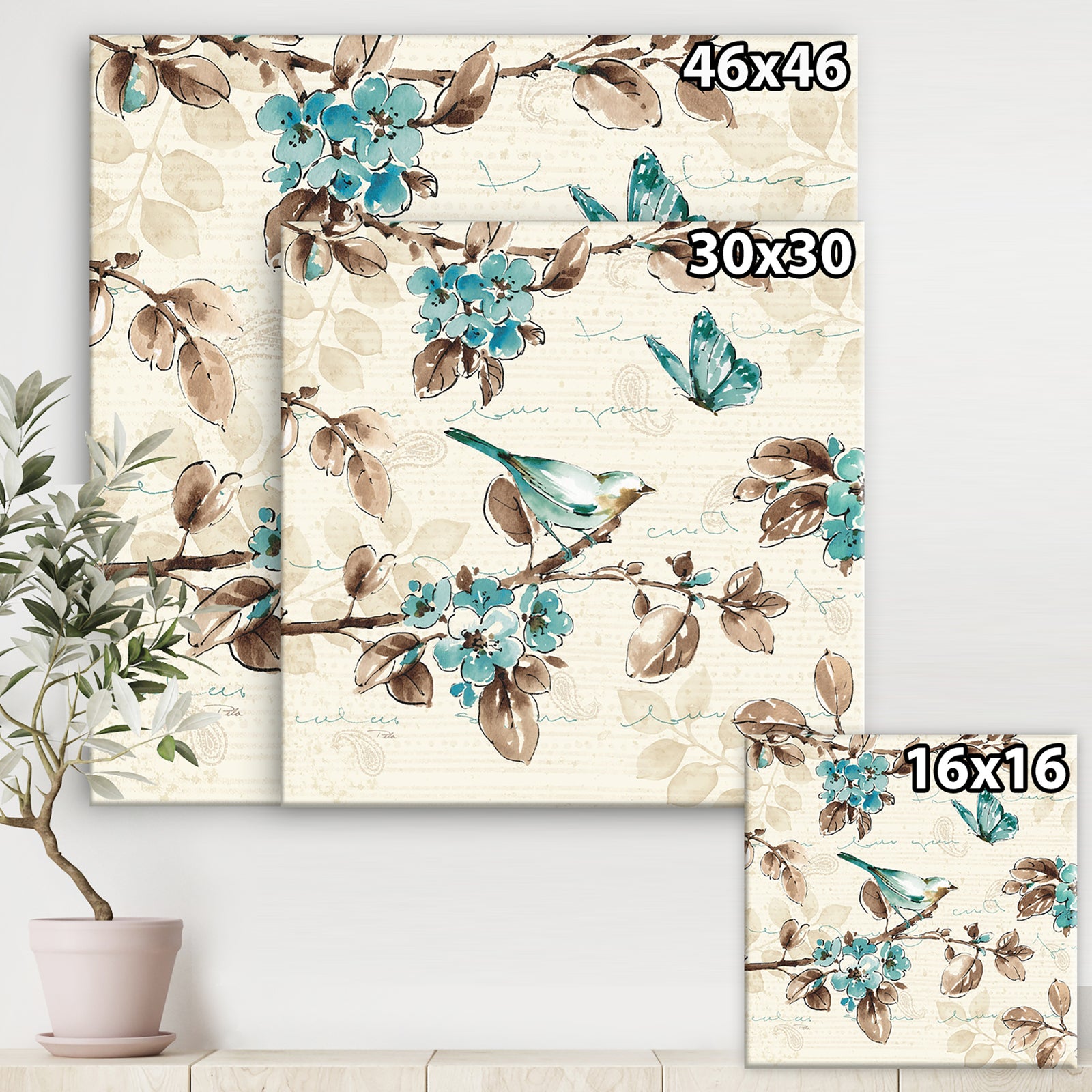 Beige Bird Wings III - Traditional Gallery-wrapped Canvas