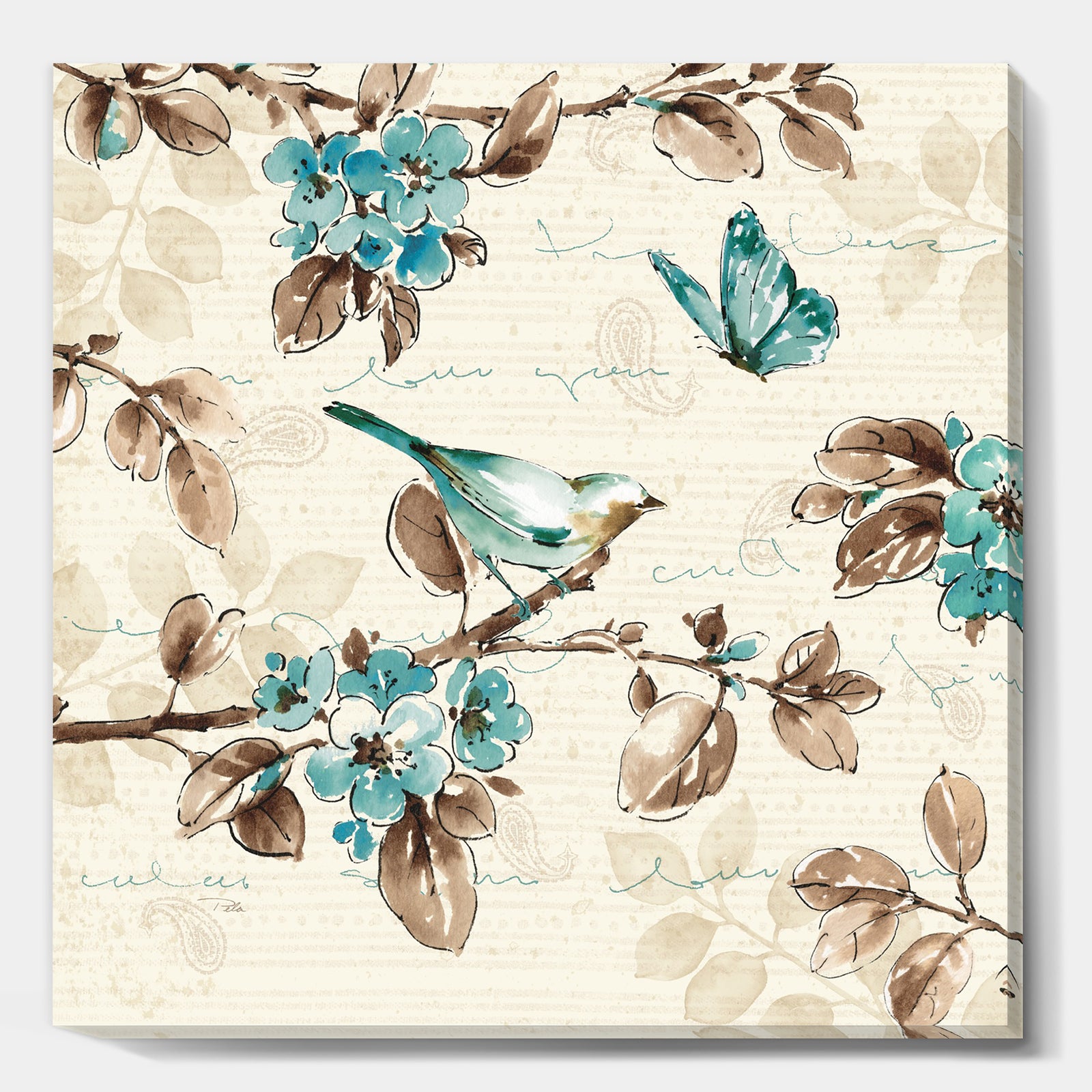 Beige Bird Wings III - Traditional Gallery-wrapped Canvas
