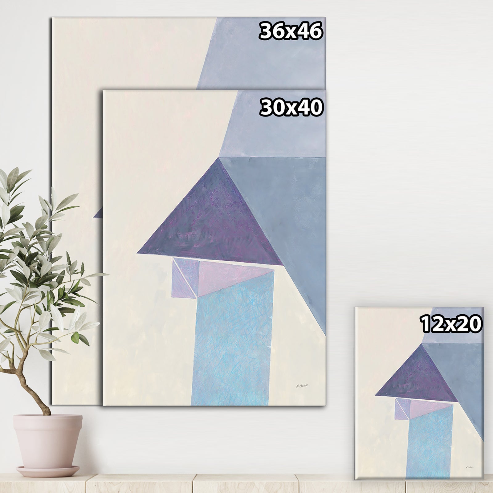 Purple Geometric Bridge I - Mid-Century Modern Premium Canvas Wall Art
