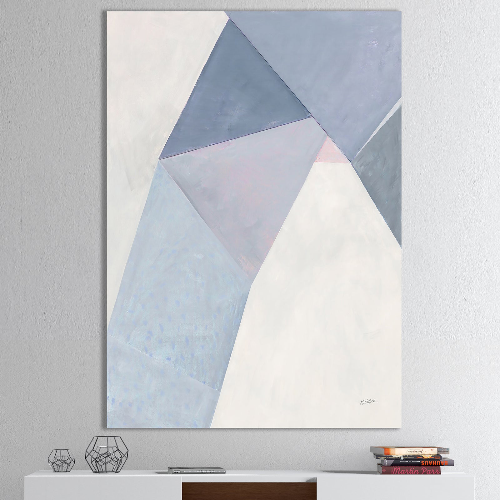 Purple Geometric Bridge II - Mid-Century Modern Gallery-wrapped Canvas
