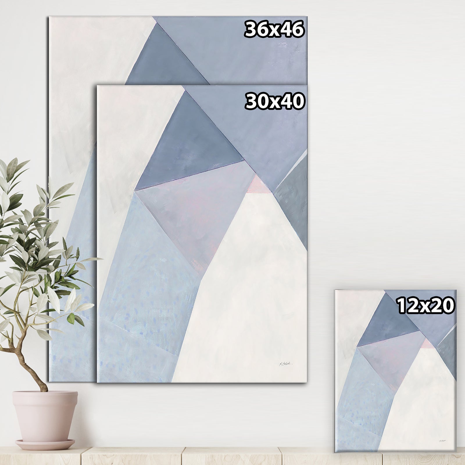 Purple Geometric Bridge II - Mid-Century Modern Gallery-wrapped Canvas
