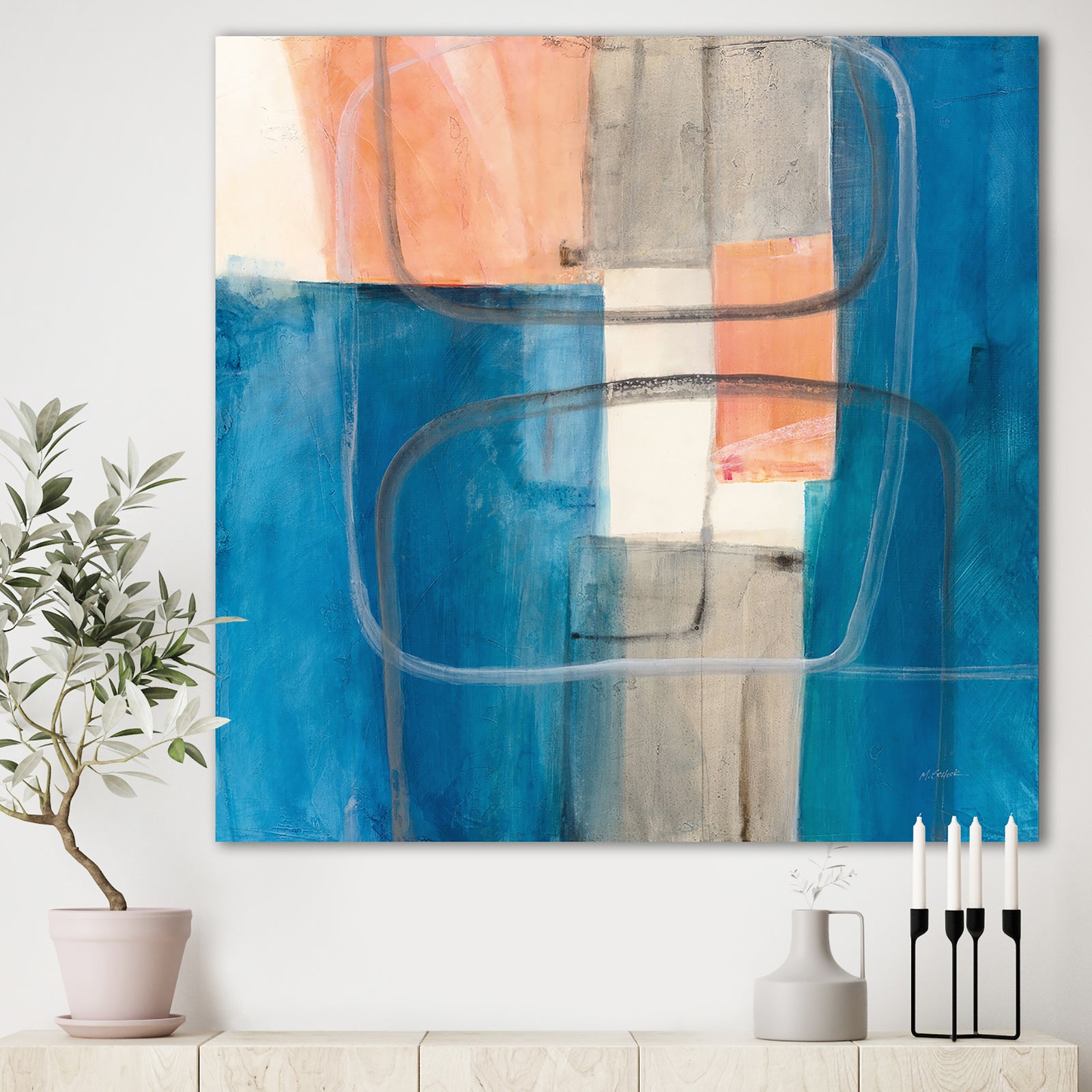 Modern Simply Blue - Mid-Century Modern Canvas Artwork