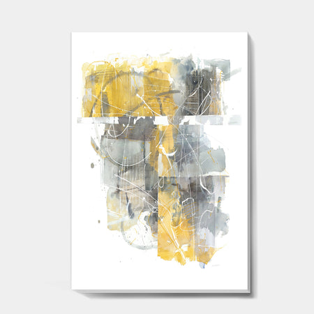 Moving In and Out of Traffic II Yellow Grey - Geometric Canvas Artwork
