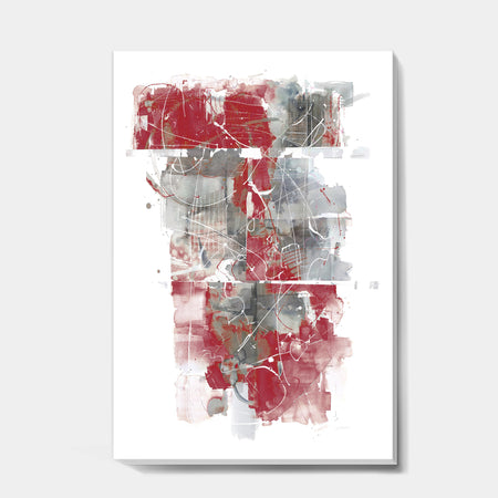 Moving In and Out of Traffic I Red Grey - Geometric Canvas Art