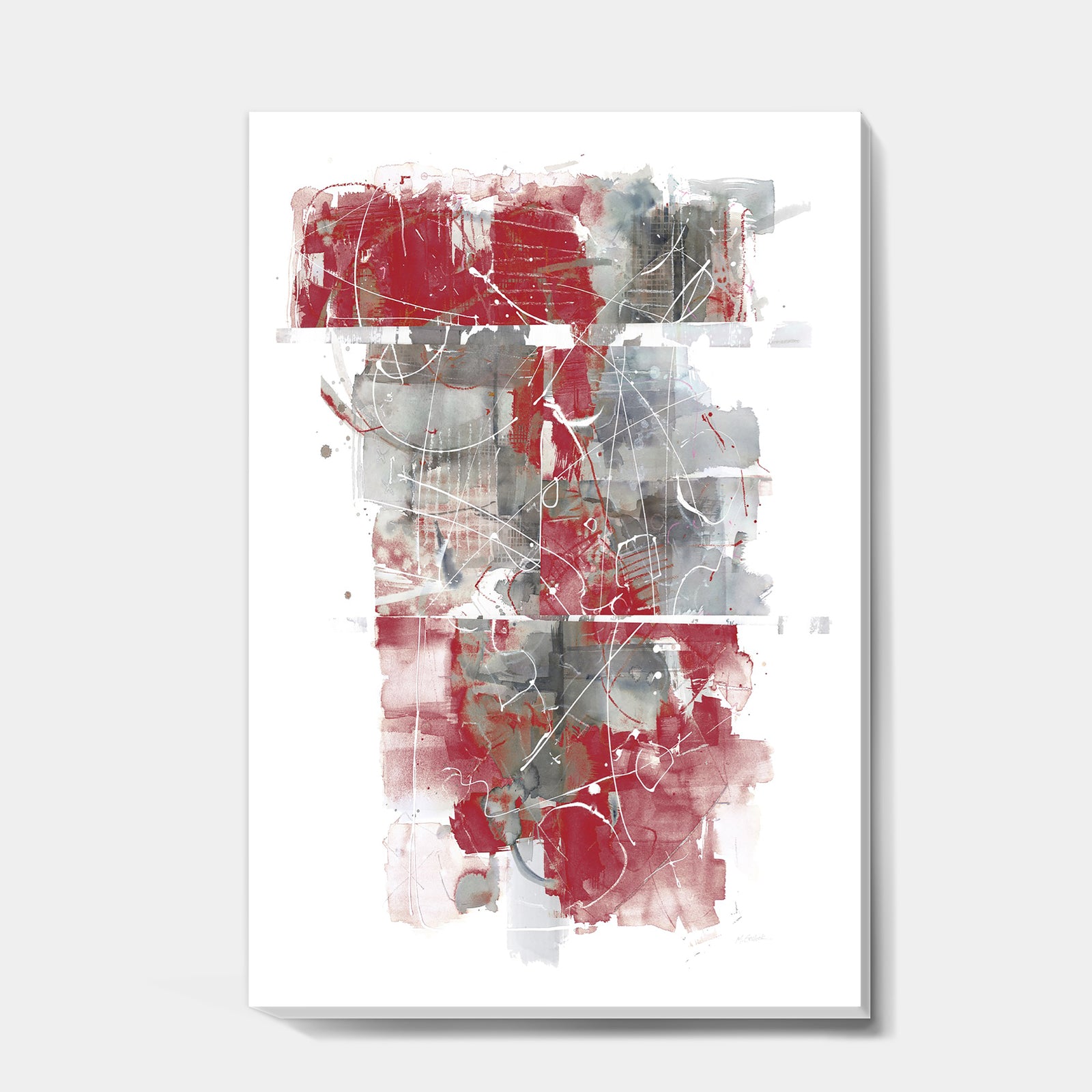 Moving In and Out of Traffic I Red Grey - Geometric Canvas Art