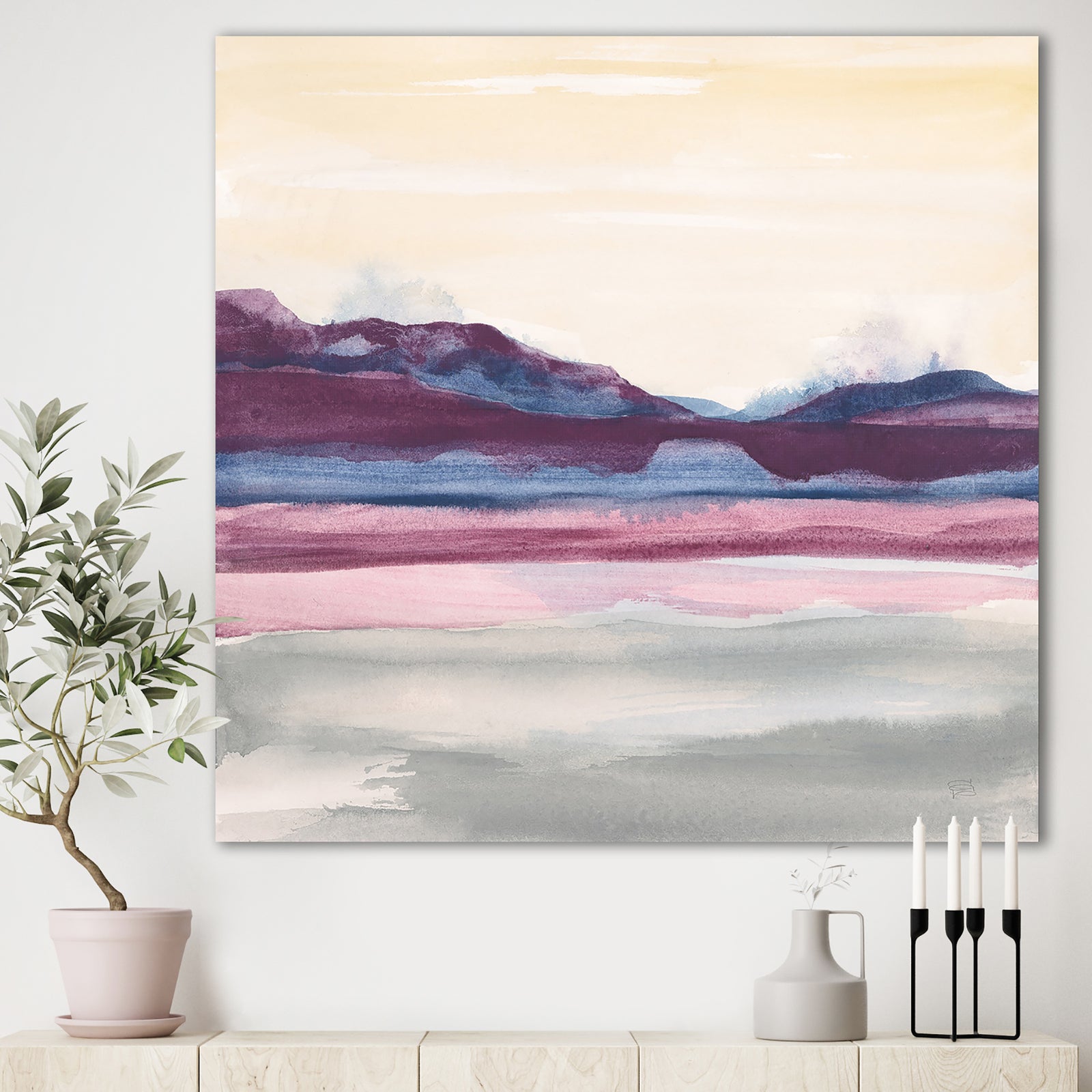 Purple Rock landscape - Shabby Chic Premium Canvas Wall Art