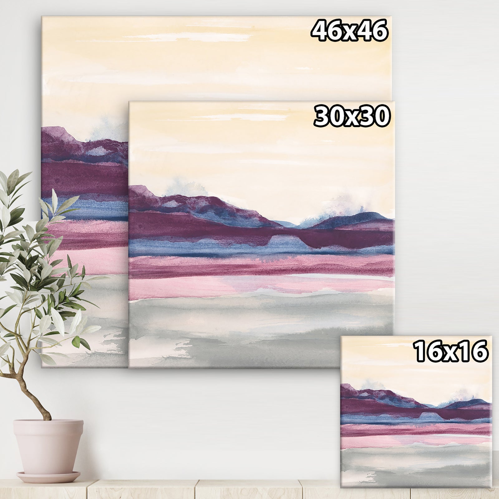Purple Rock landscape - Shabby Chic Premium Canvas Wall Art