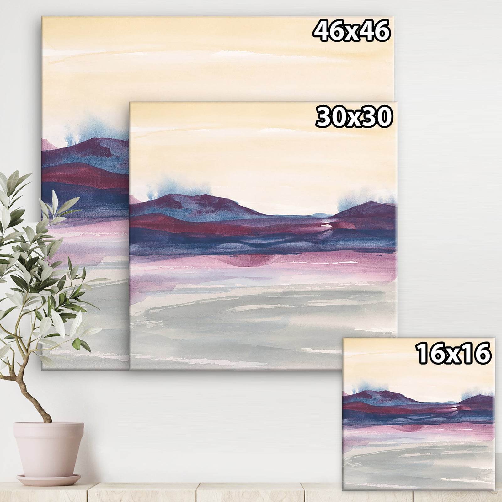 Purple Rock landscape II - Shabby Chic Gallery-wrapped Canvas