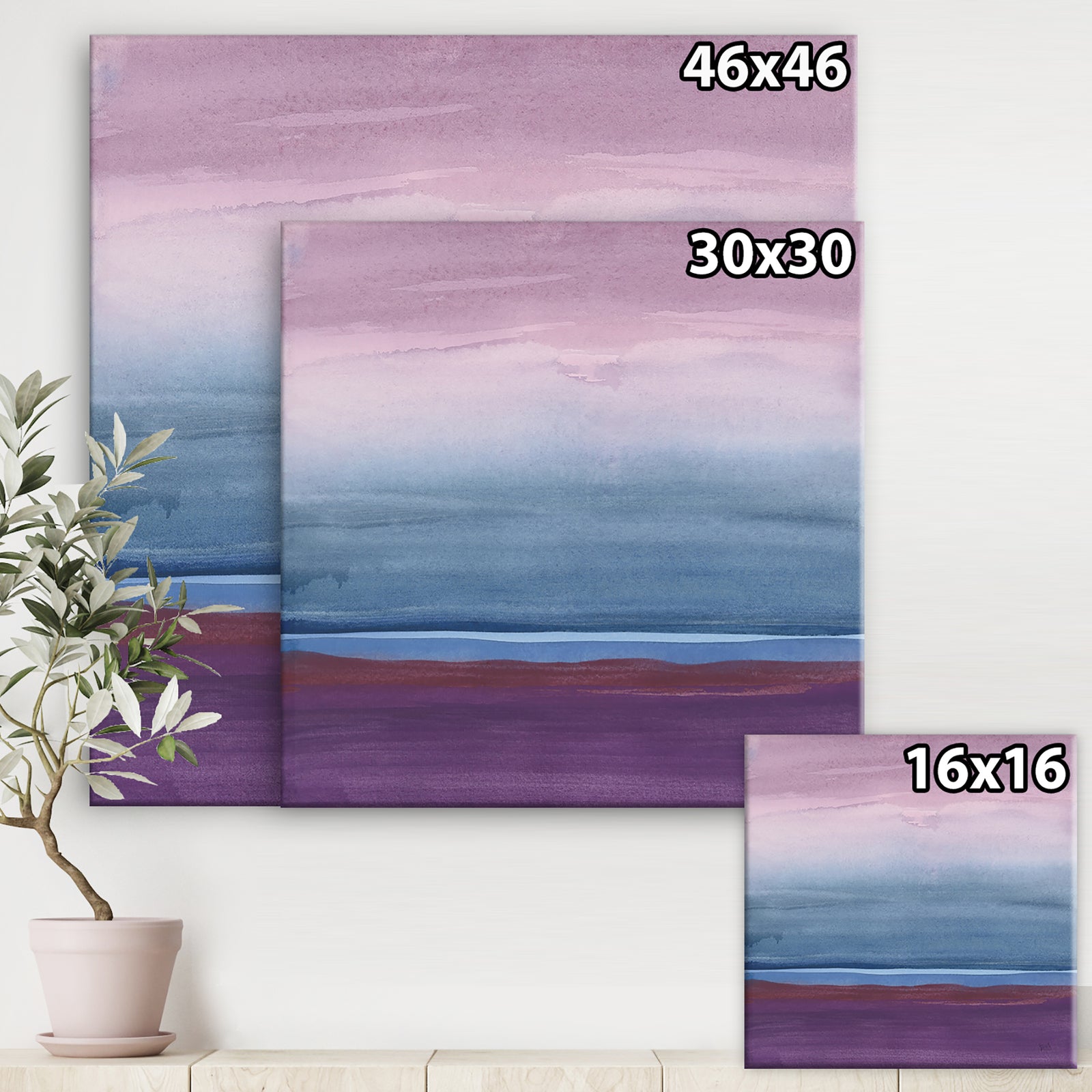 Purple Rock landscape III - Shabby Chic Canvas Artwork