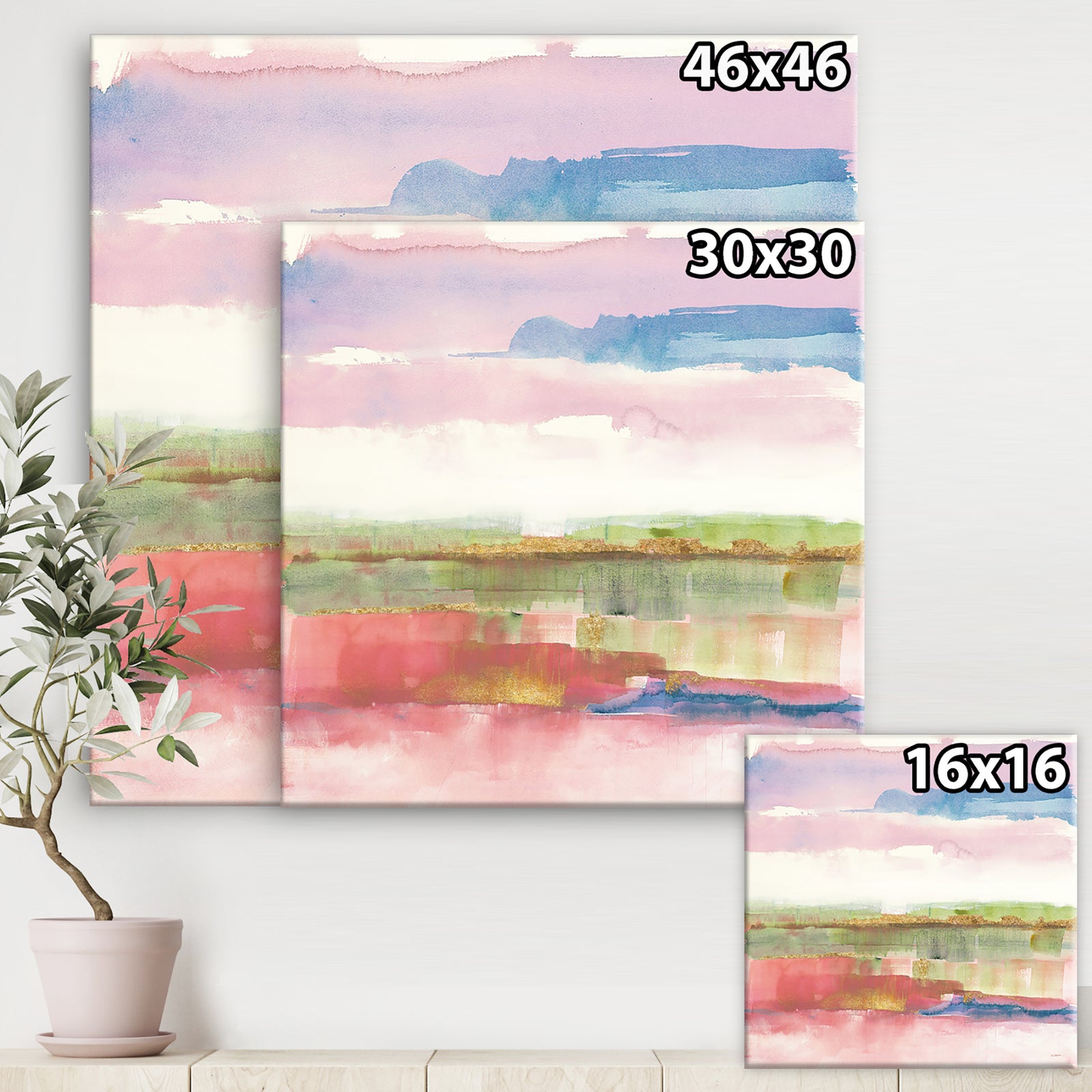 Influence of Line and Color Gold Bright - Shabby Chic Premium Canvas Wall Art