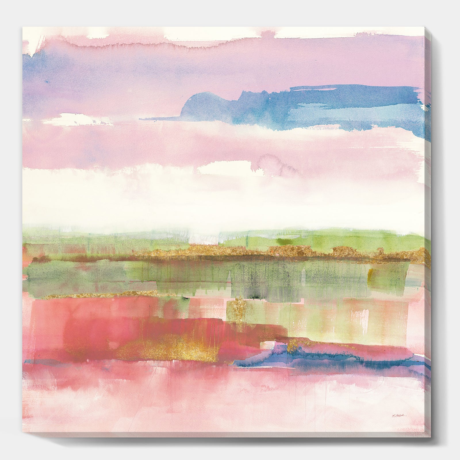 Influence of Line and Color Gold Bright - Shabby Chic Premium Canvas Wall Art