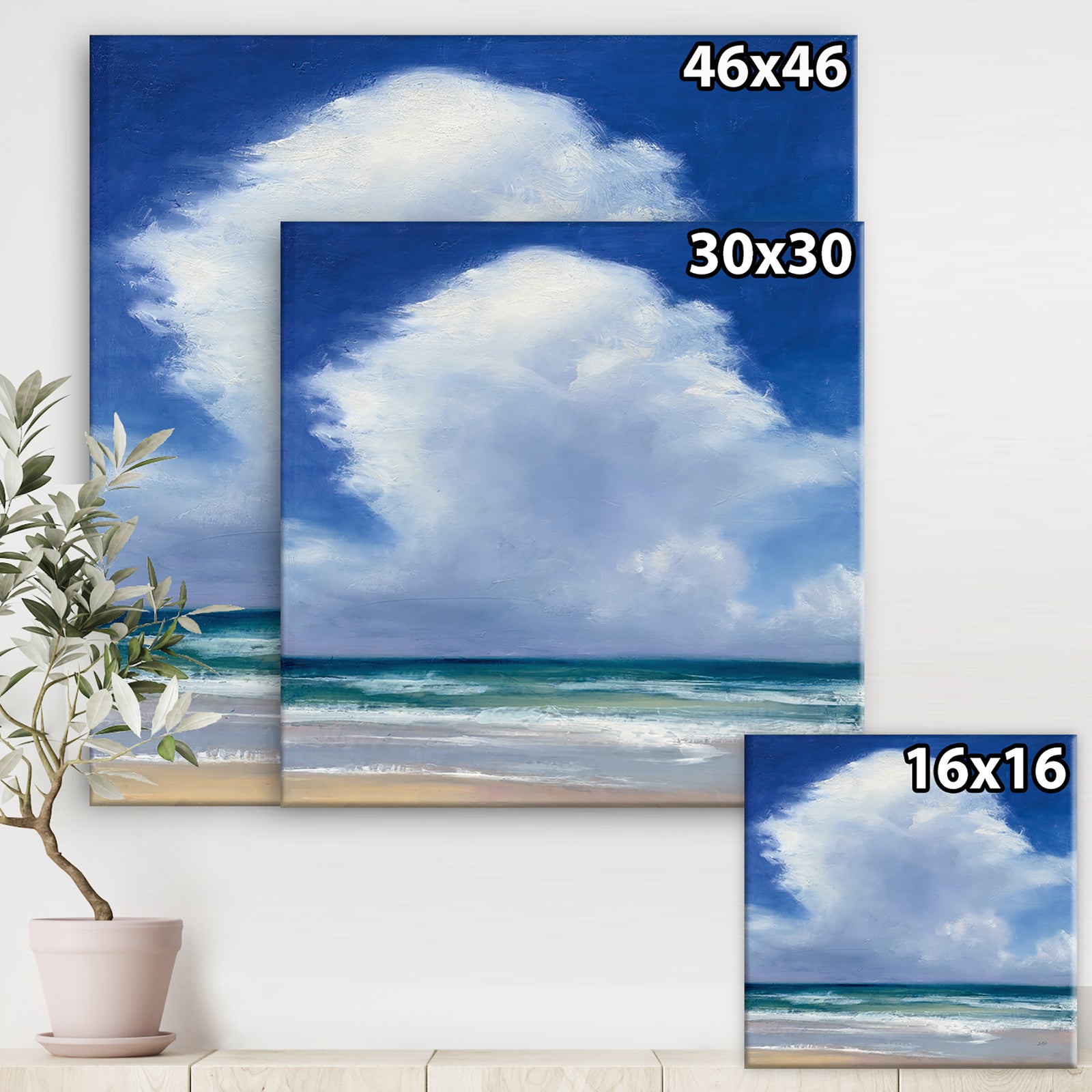 Beach Clouds II - Coastal Landscape Canvas Art