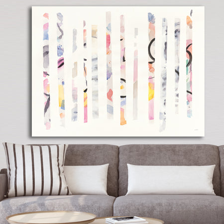 Multi-Color Geometric Bars - Modern Transitional Gallery-wrapped Canvas