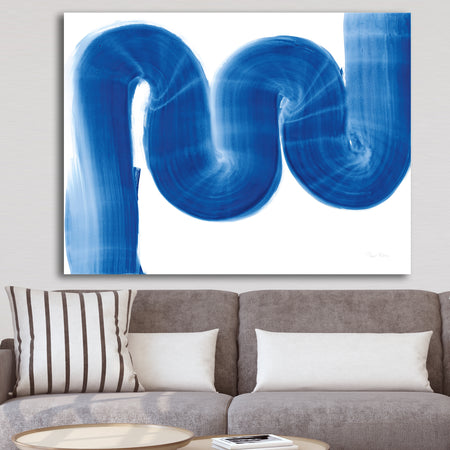 Blue Geometric S Curve - Modern Transitional Canvas Artwork