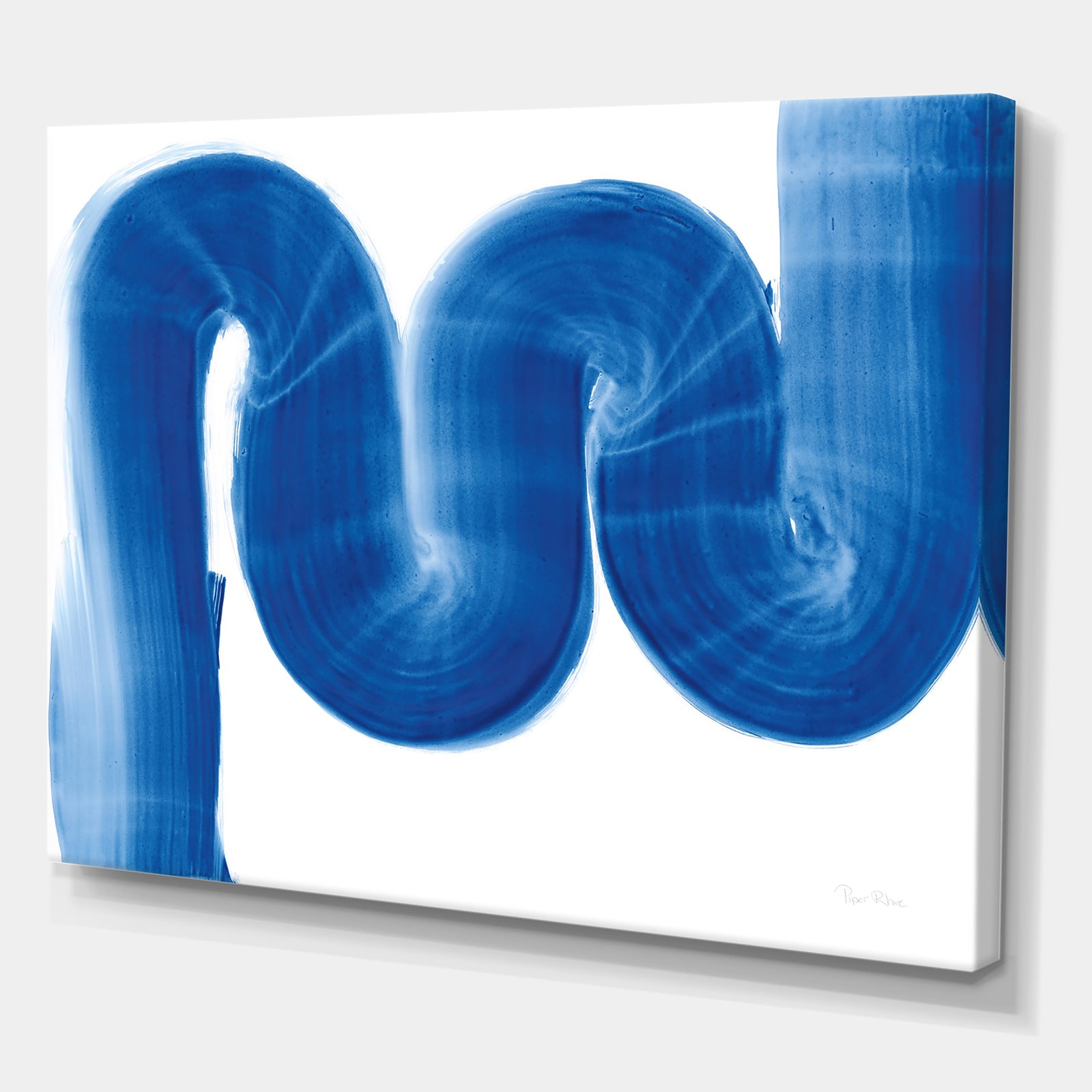 Blue Geometric S Curve - Modern Transitional Canvas Artwork