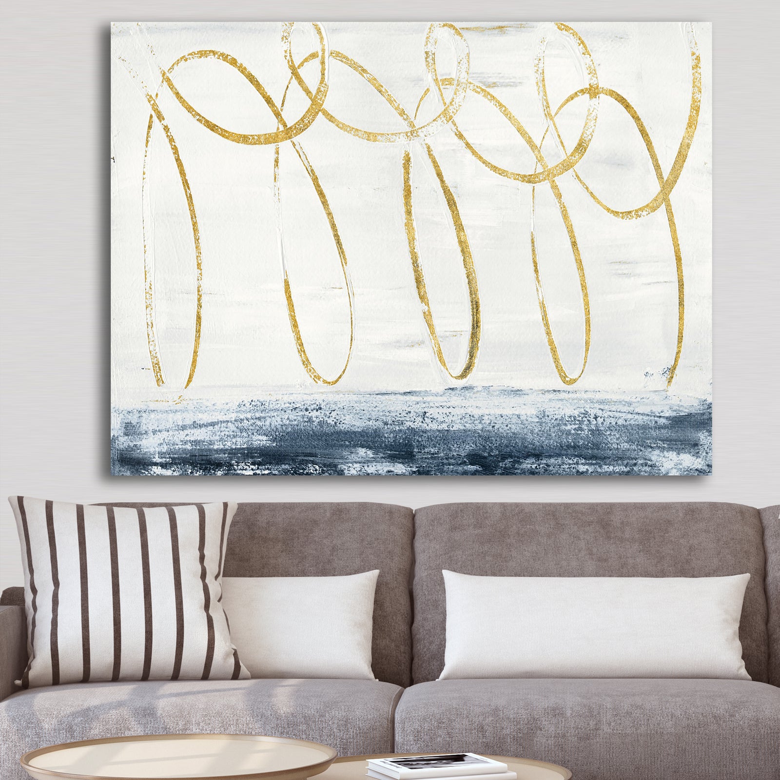 Gold Abstract Geometric Shape - Modern Transitional Canvas Art