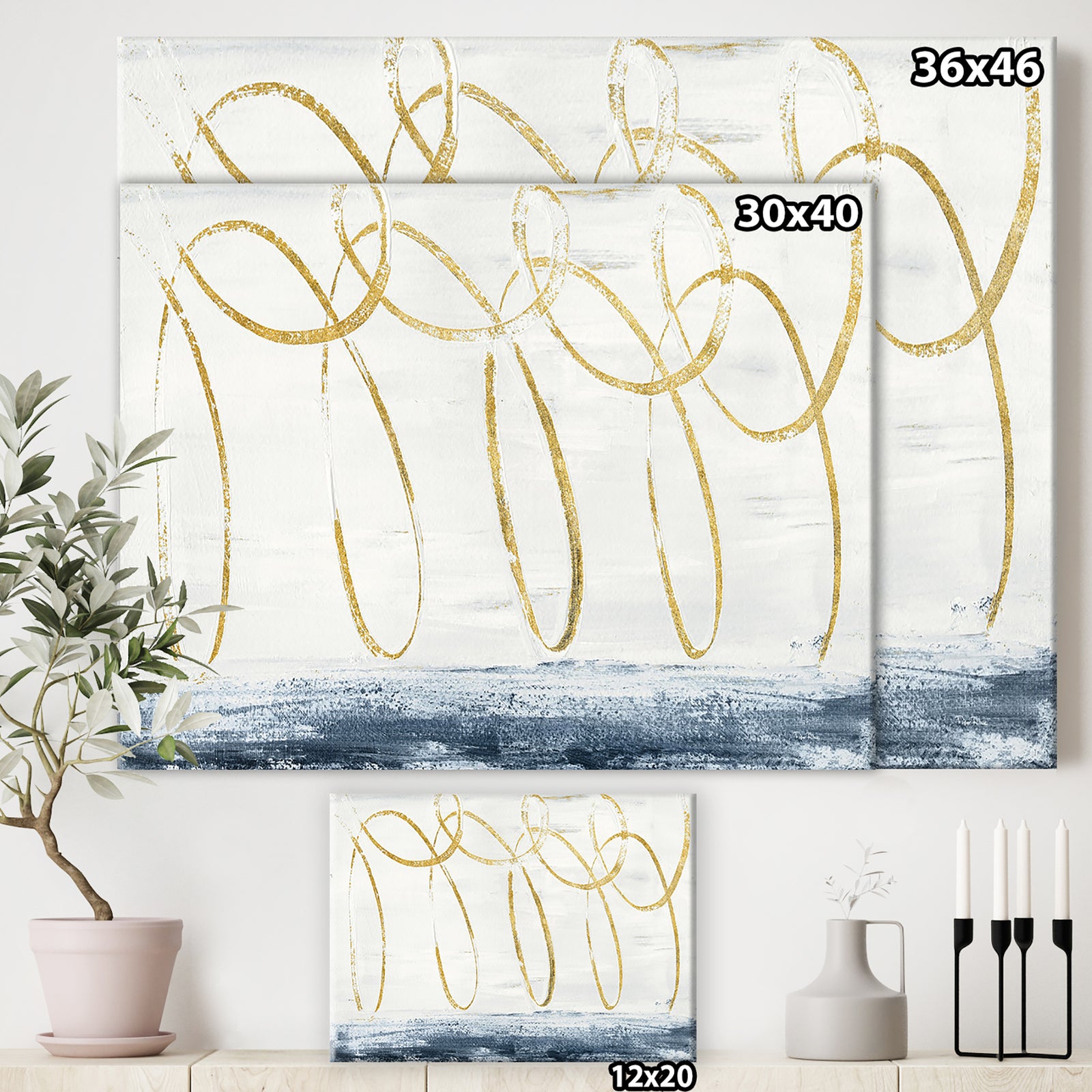 Gold Abstract Geometric Shape - Modern Transitional Canvas Art