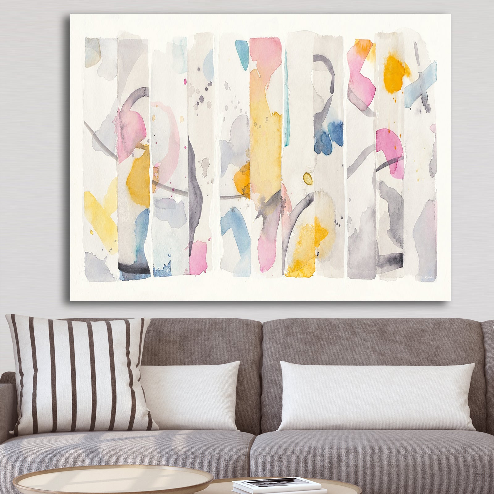 Multi-Color Geometric Bars II - Modern & Contemporary Gallery-wrapped Canvas